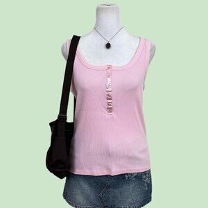 baby pink vintage 90s ribbed tank top girly preppy downtown it girl